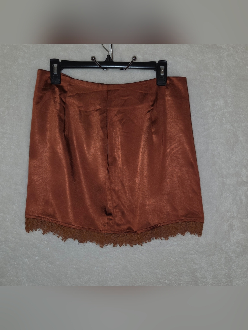 Princess Polly Leila Rust Colored Lace Trim Satin Mini Skirt Sz 8 NWT- See Desc.